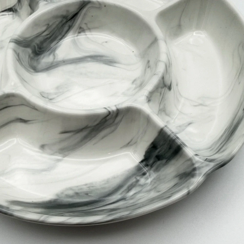 Chic‎ & Tonic The Polished Collection 8in Ceramic Sectional Marble Party Dish
